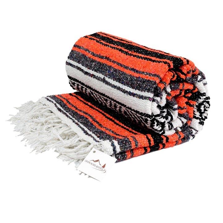 Orange & Black Mexican Falsa Blanket