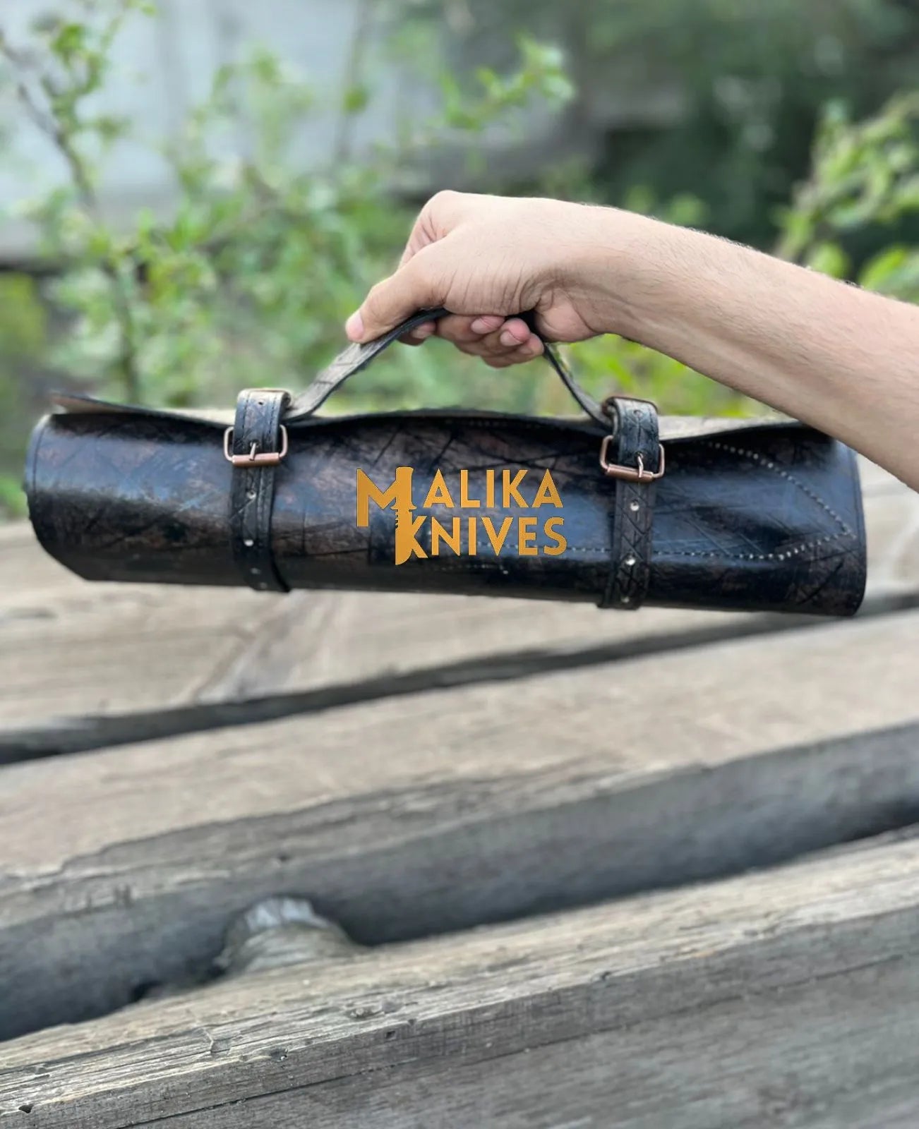 Malika Knives All-in-One Camp Chef Knife Set with Custom Leather Kit