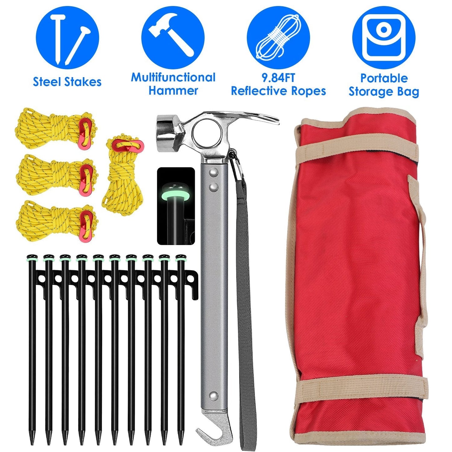 Tent Stake & Camping Hammer Kit