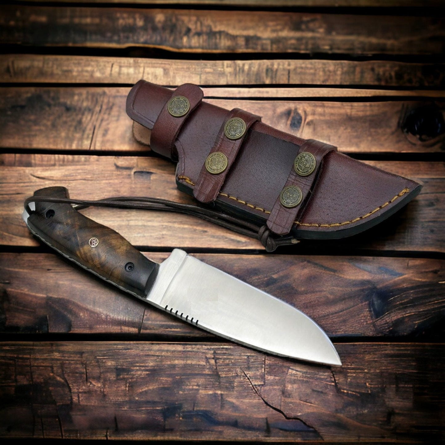 D2 Hunting Knife with Rosewood Handle Full Tang