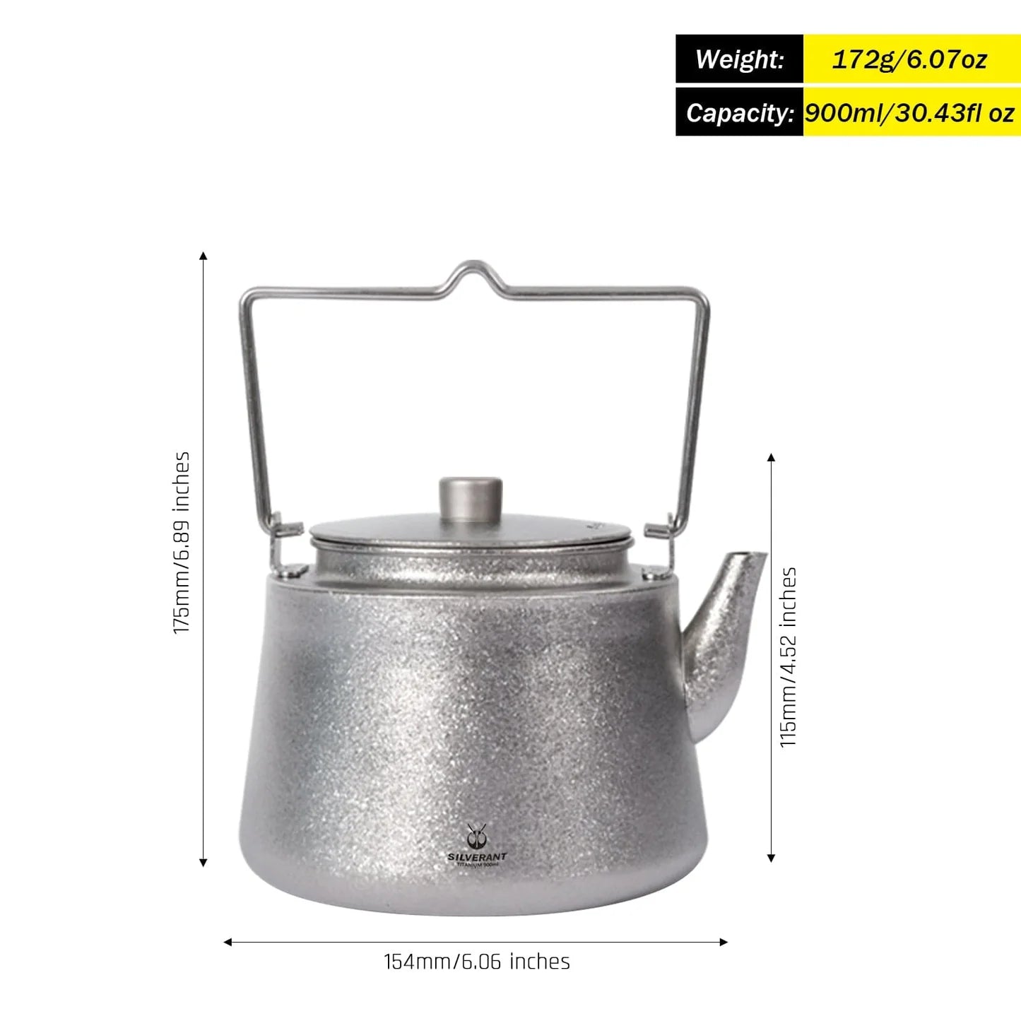 Titanium 900ml / 30.43 fl oz Bushcraft Kettle - Crystallized