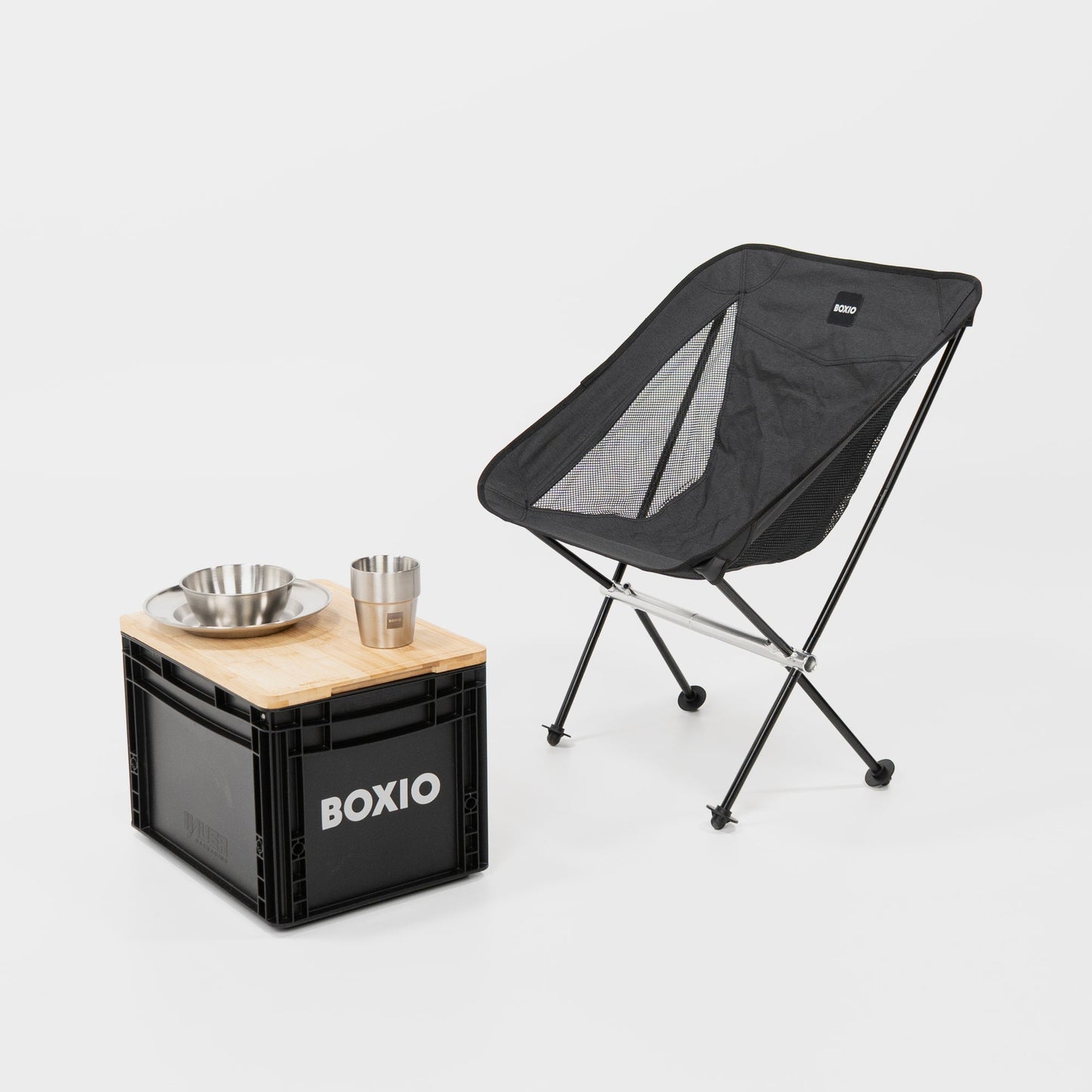 BOXIO CHAIR Set of 4 I set of camping chairs with box