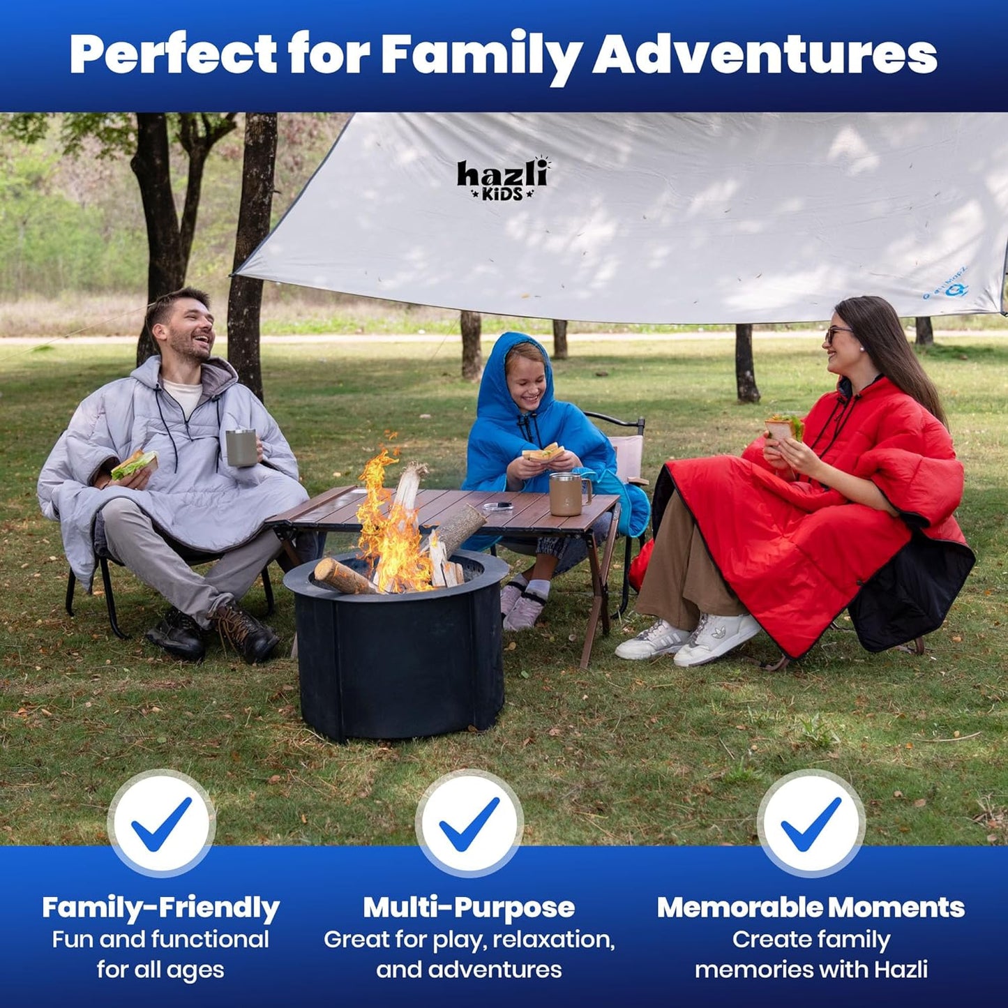 Wearable Poncho Blanket | Hooded Windproof Blanket | Camping & Outdoor for Men & Women