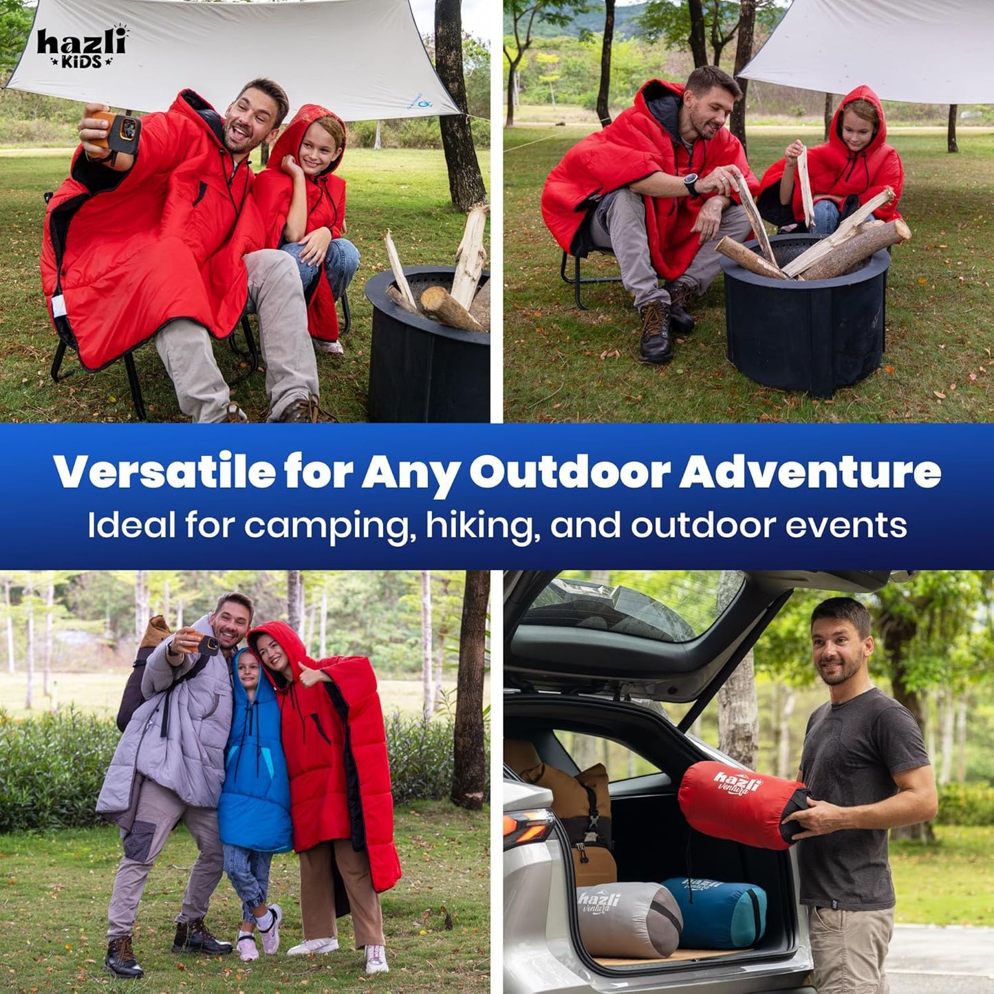 Wearable Poncho Blanket | Hooded Windproof Blanket | Camping & Outdoor for Men & Women