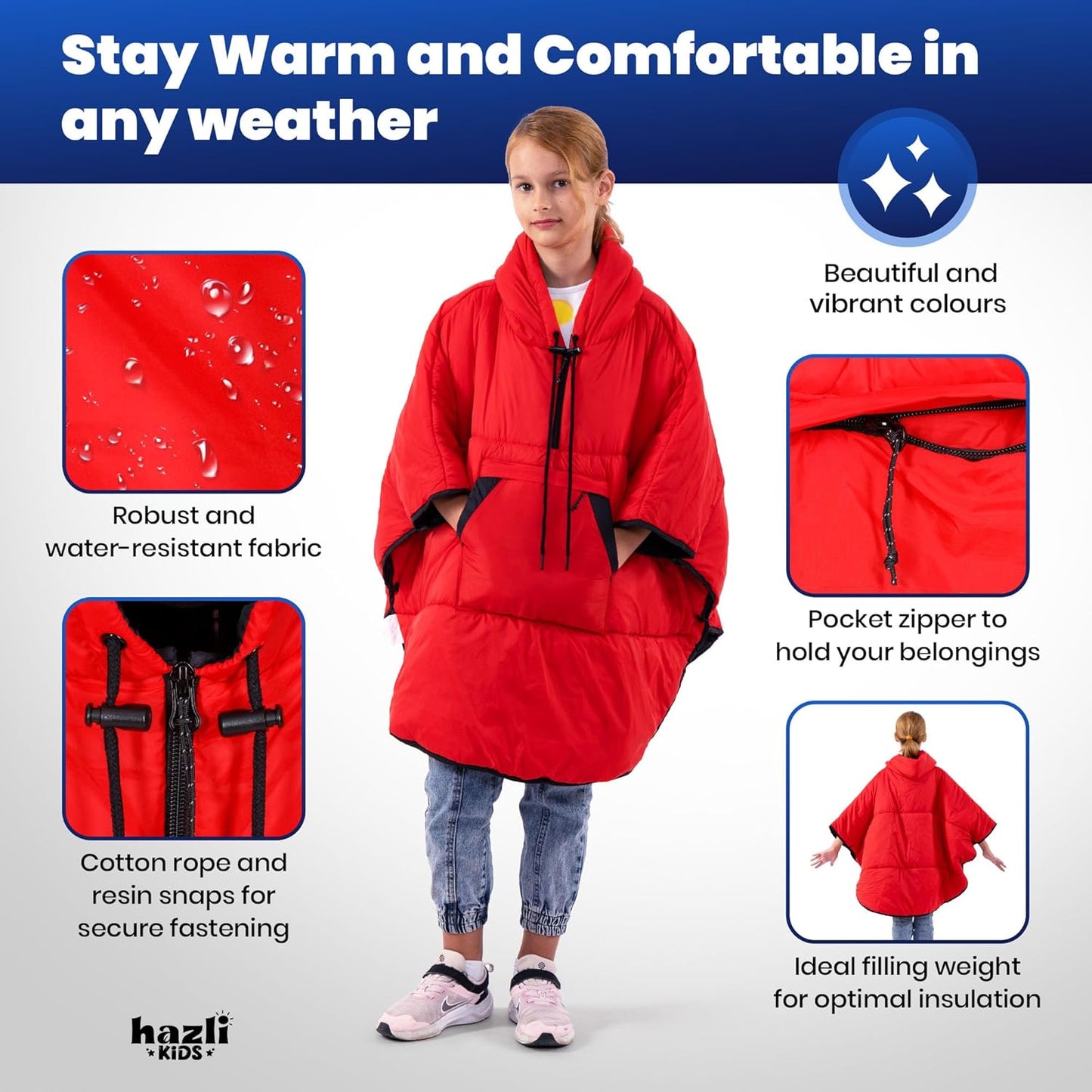 Wearable Poncho Blanket | Hooded Windproof Blanket | Camping & Outdoor for Men & Women