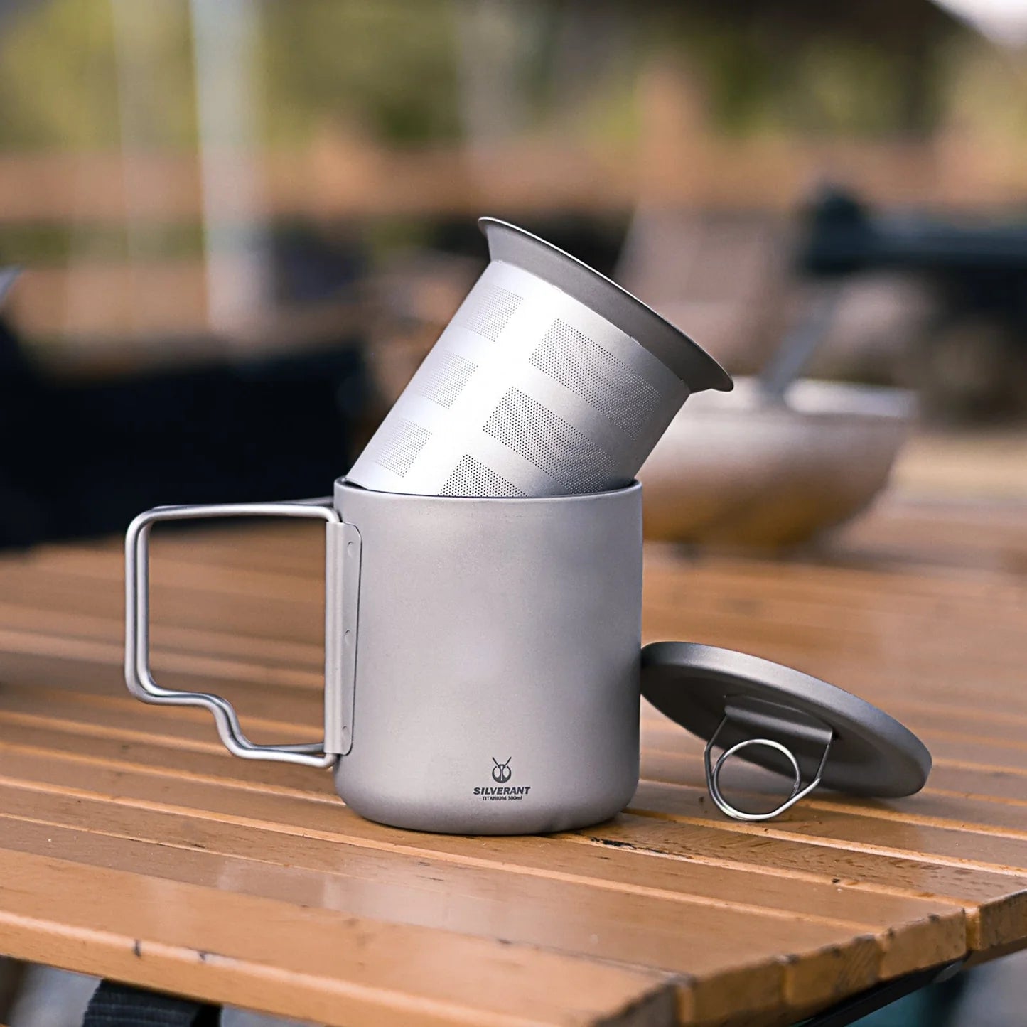 Titanium Double Wall Mug 300ml/10.14fl oz - Foldable Handle