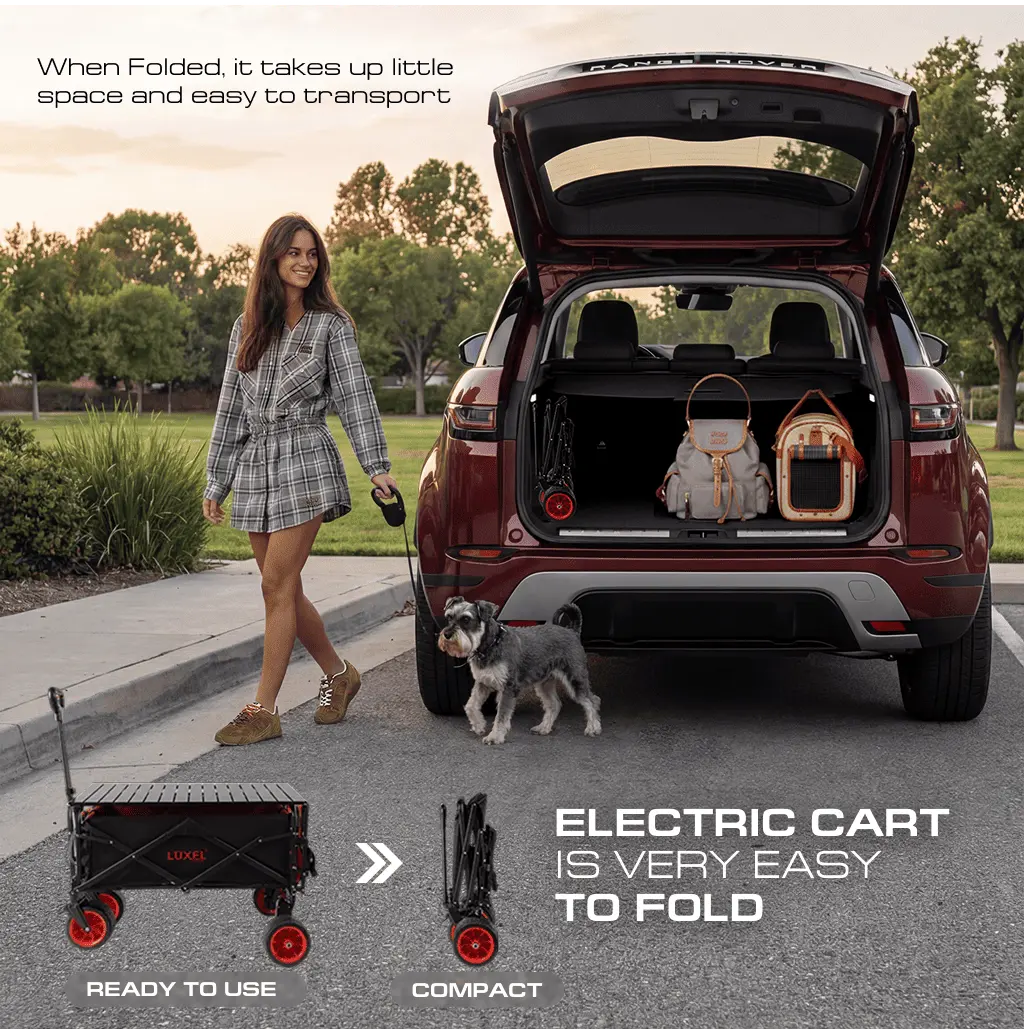 Electric Folding Wagon with Tank Wheels – LUXEL CEC-2BR