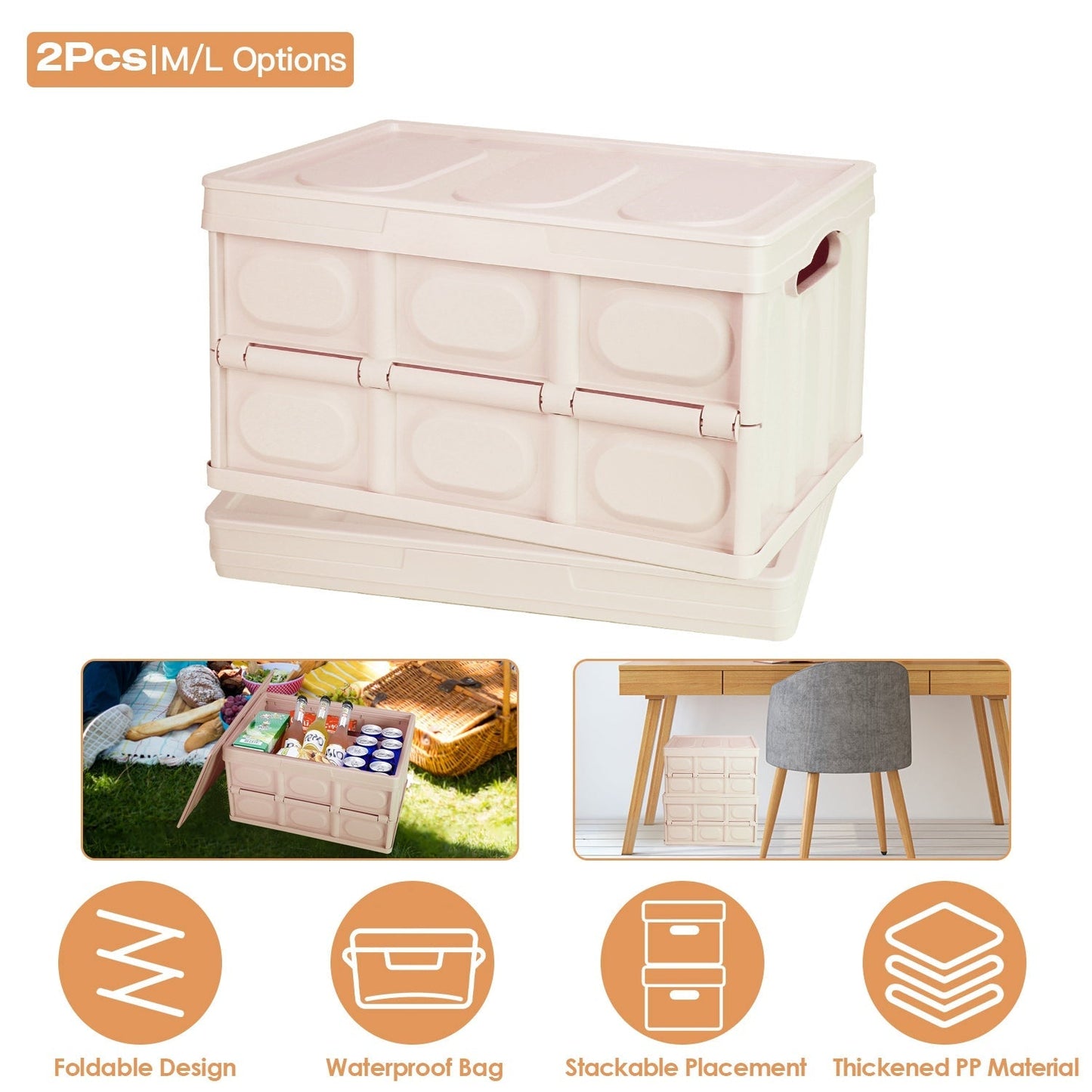 56L Collapsible Camping Storage Bins – 2 Pack