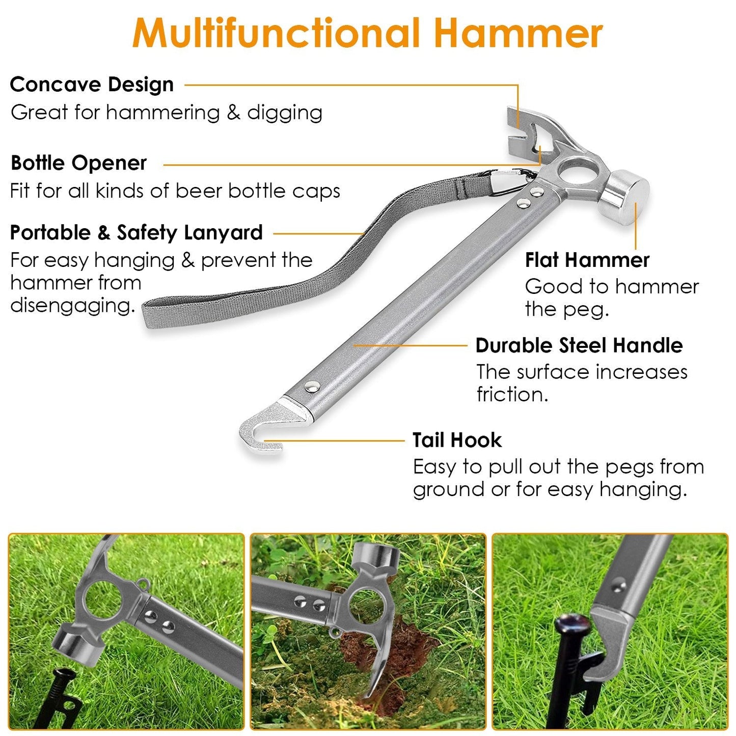 Tent Stake & Camping Hammer Kit