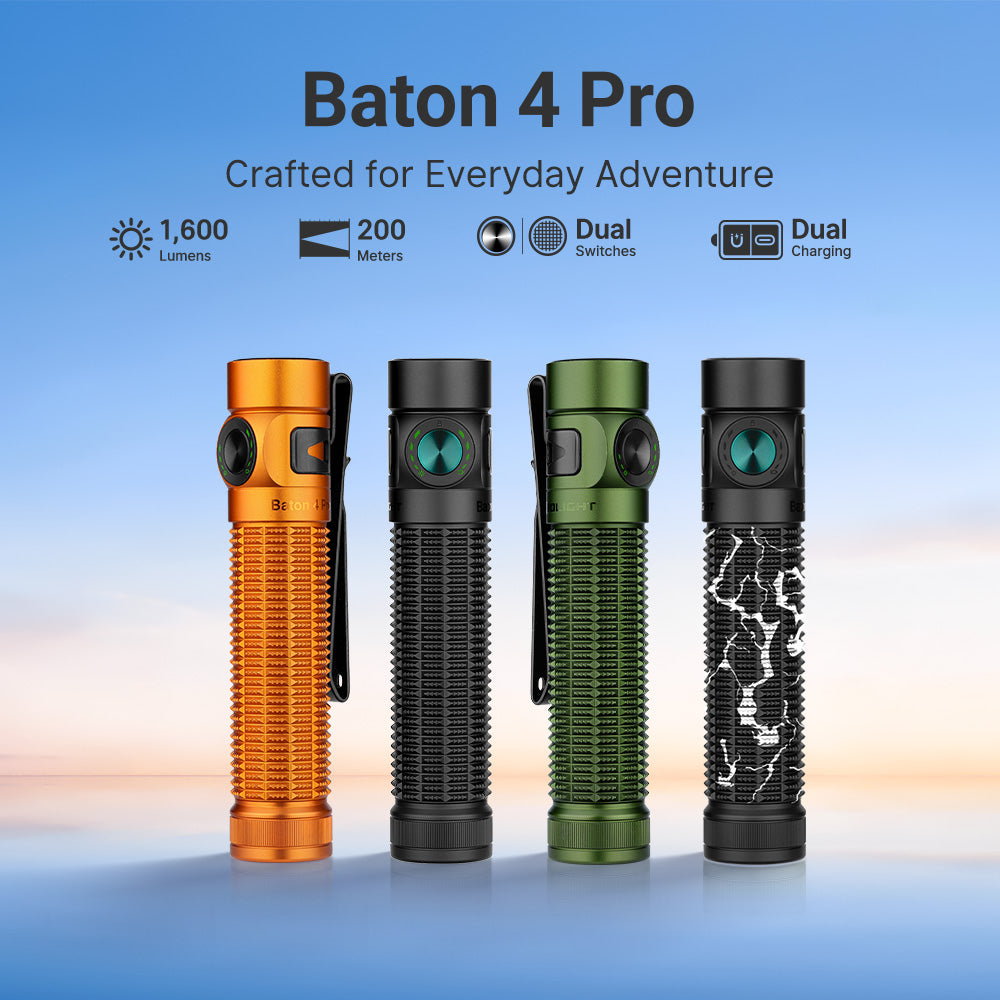 Baton 4 Pro EDC flashlight 1500 1600 Lumens OD Green
