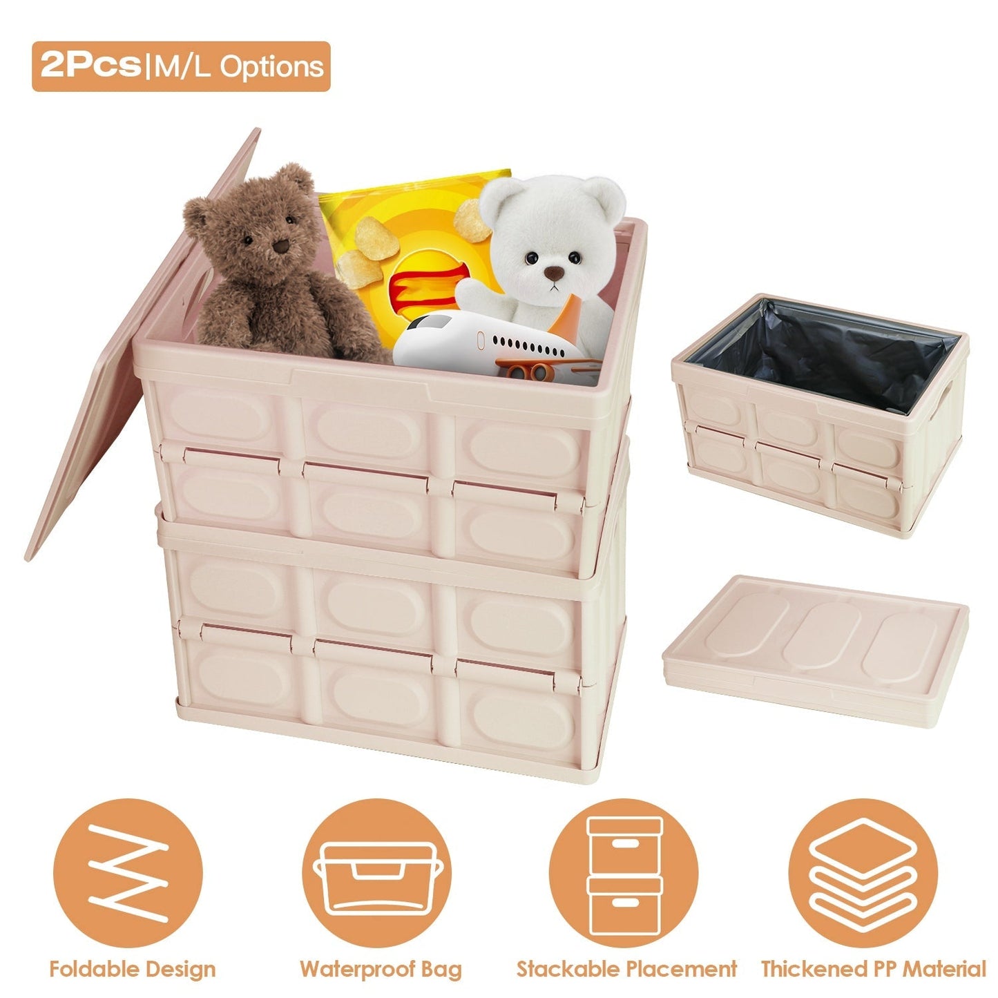 56L Collapsible Camping Storage Bins – 2 Pack