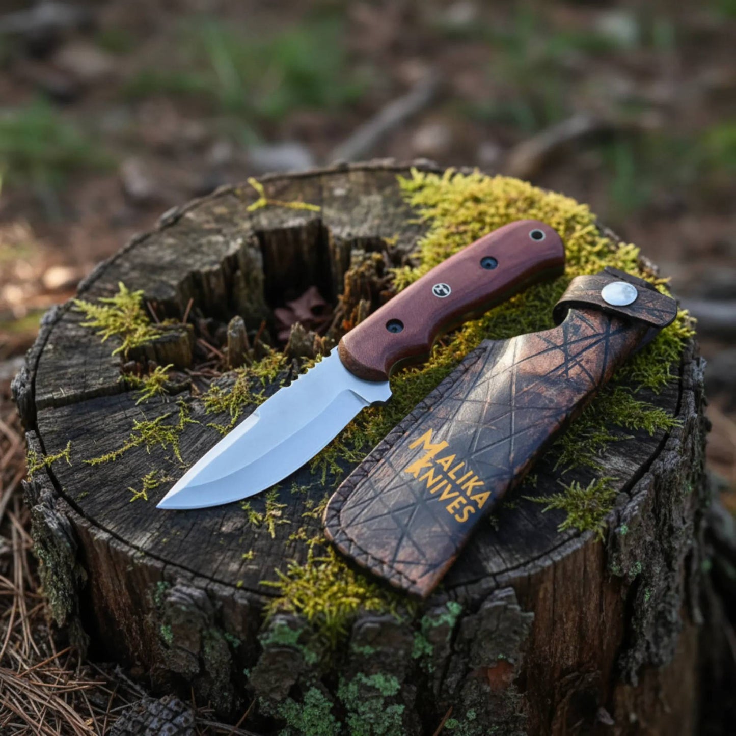D2 Hunting Knife Blue Creek | Leather Sheath