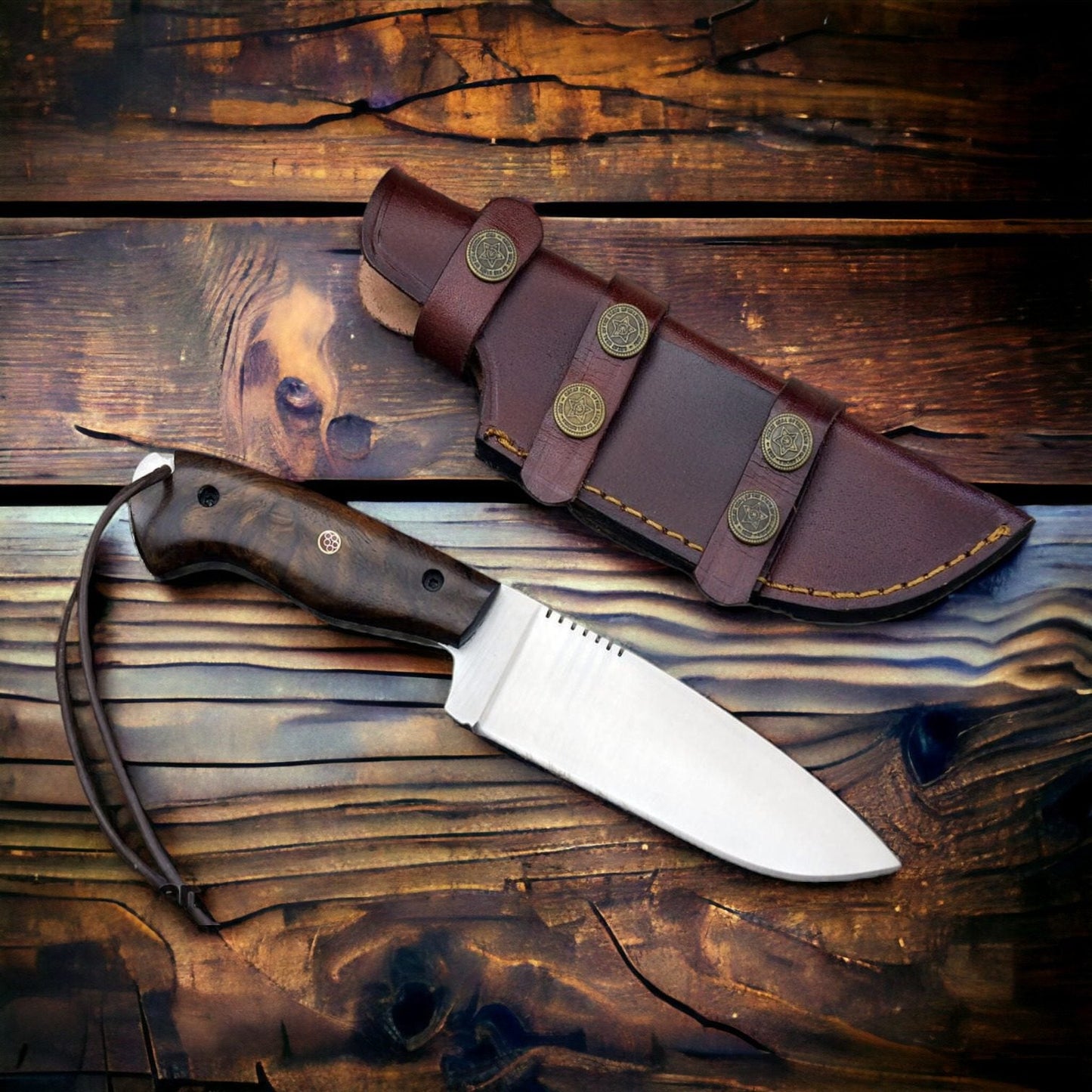 D2 Hunting Knife with Rosewood Handle Full Tang