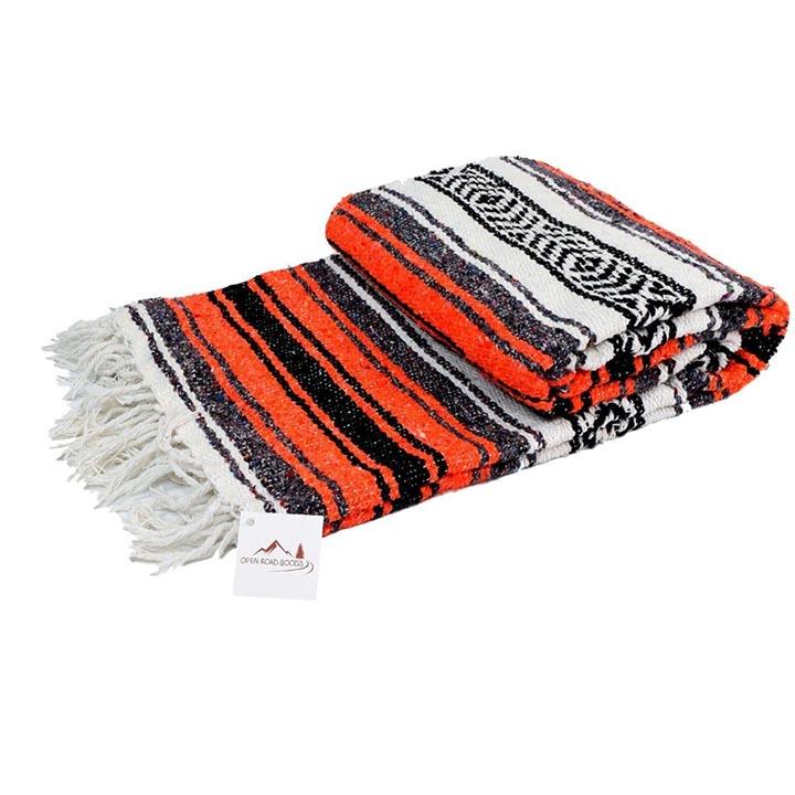Orange & Black Mexican Falsa Blanket