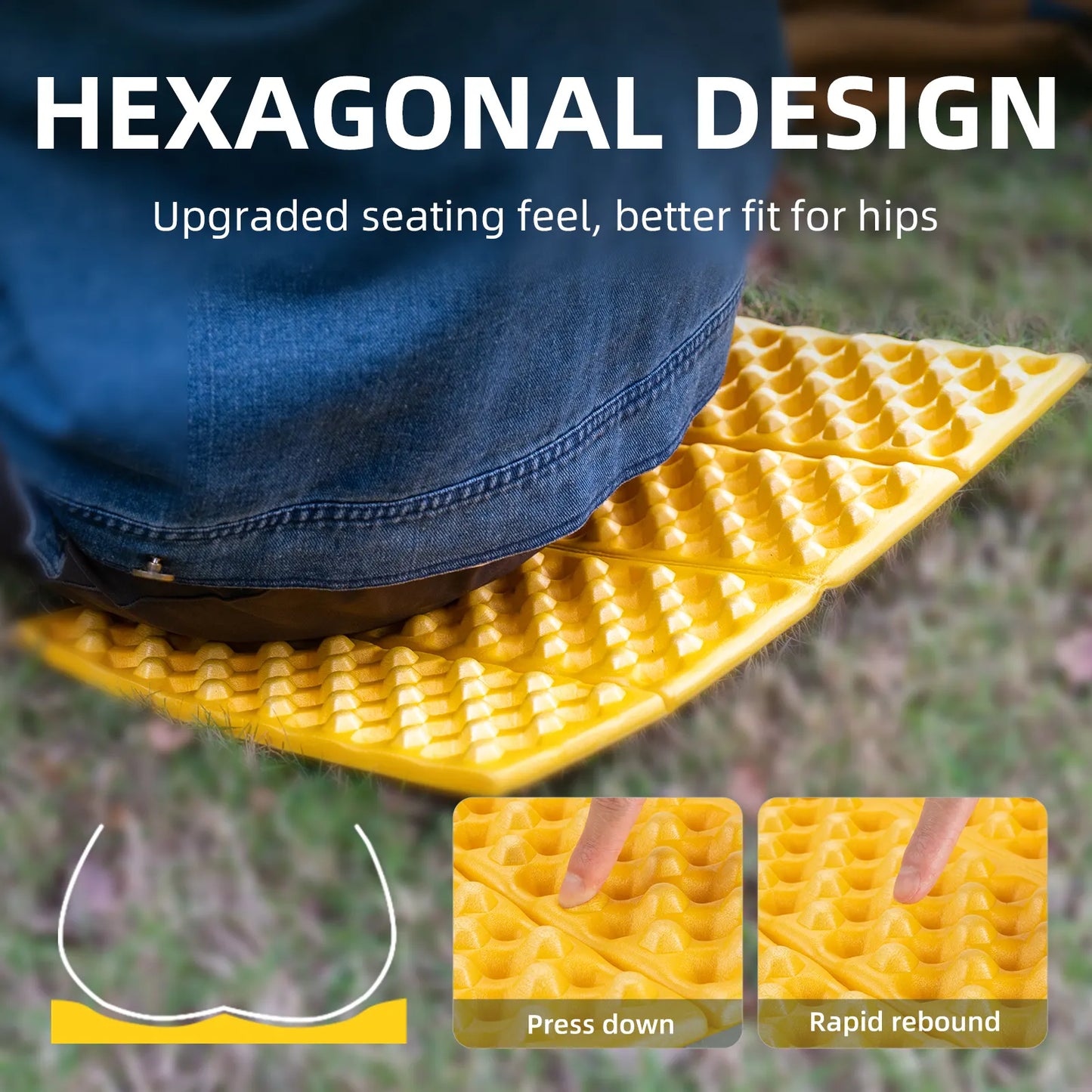 Folding Seat Pad Mat with Foam for Hiking & Camping,  Lightweight & Portable