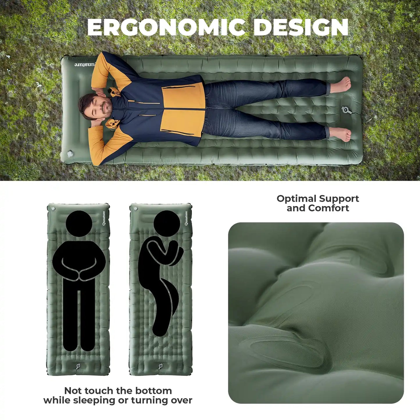 Ultra-Light Inflatable Sleeping Pad with Built-in Pillow for Outdoor Camping